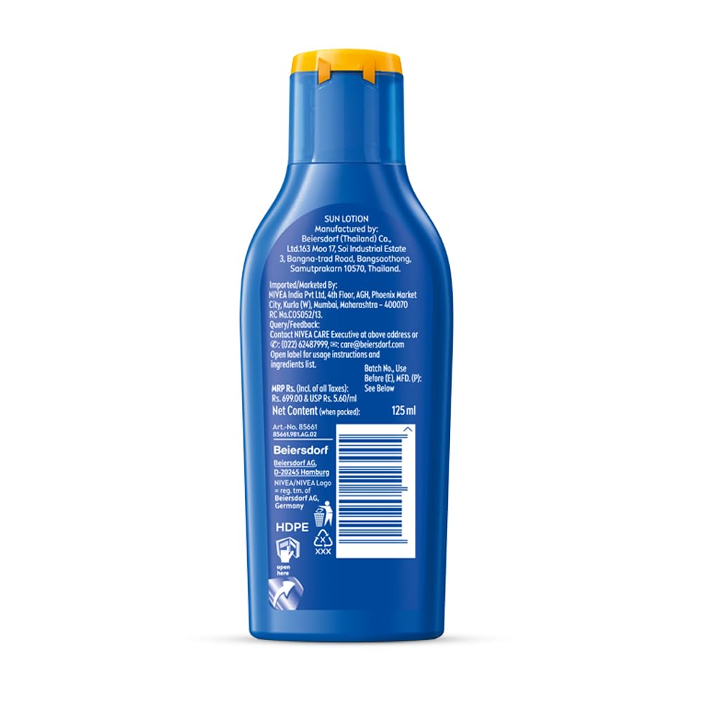 NIVEA Sun Protect And Normal Moisture 125Ml Spf 50 Advanced Sunscreen For Instant Protection| Pa+++ Uva - Uvb Protection System| Vitamin E + Moisture| Very Water Resistant| For Men & Women