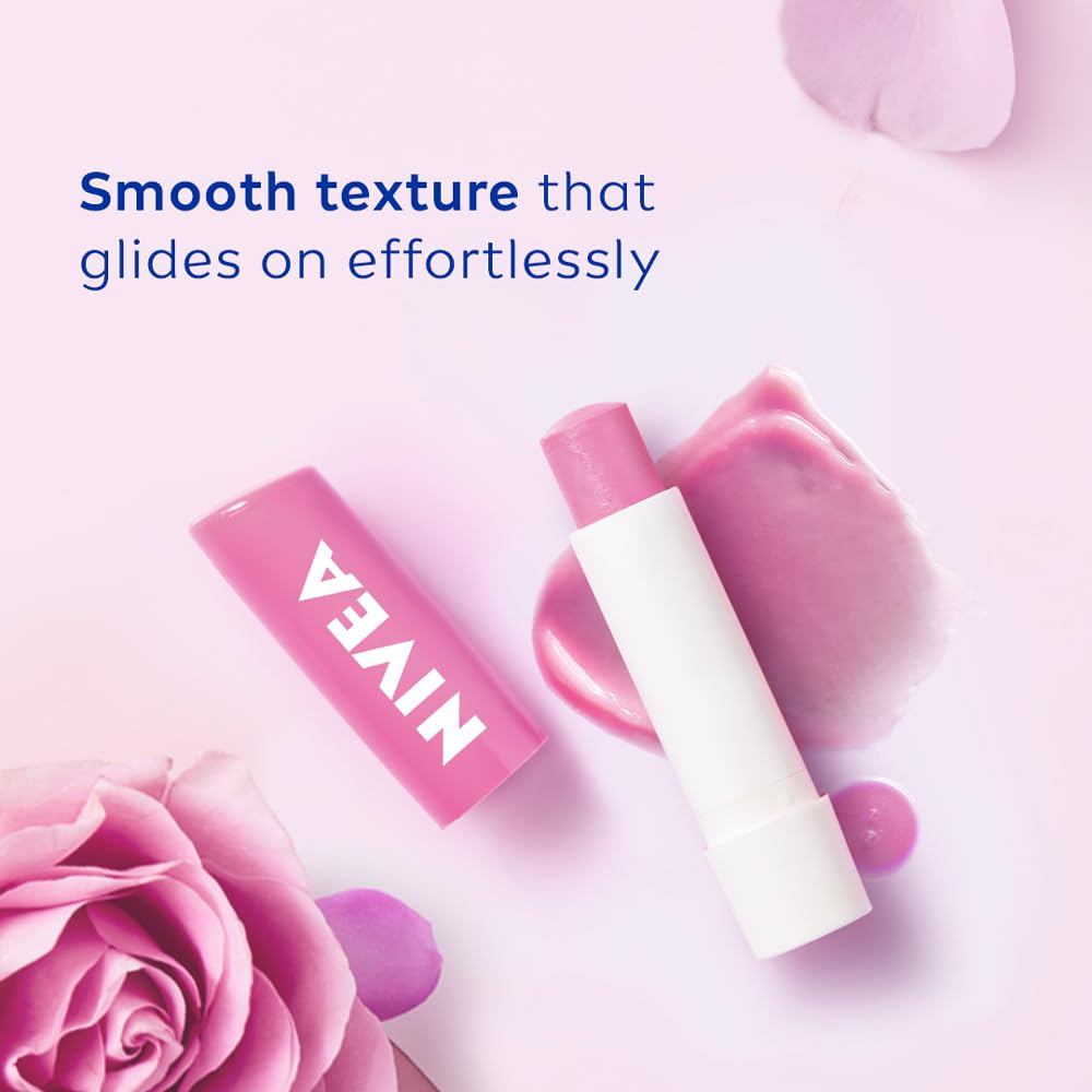 NIVEA Soft Rose Shine 4.8g Lip Balm|24 H Melt in Moisture Formula|Natural Oils|Glossy Finish,4.8 g (Pack of 1)