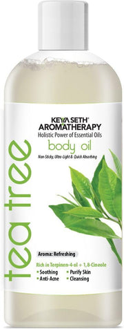 KEYA SETH AROMATHERAPY Tea Tree Body Oil - Moisturising, Anti Acne, Cleansing, Soothing & Purifies Skin; Non-Sticky, Quick-Absorbing 400ml