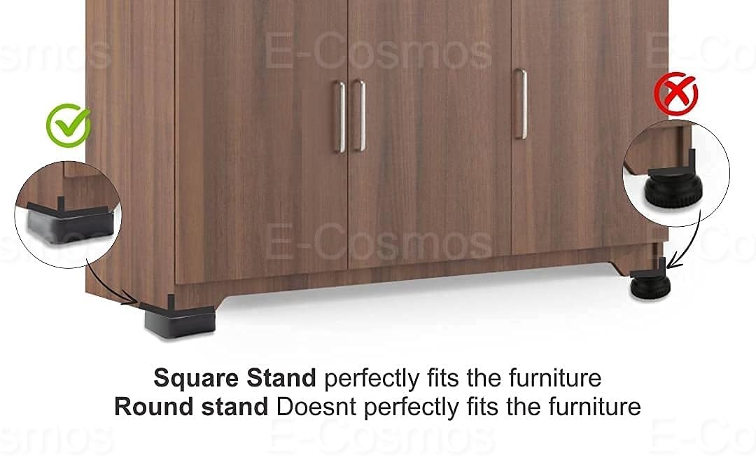 E-COSMOS® Refrigerator Stand, Washing Machine Stand, Furniture Base Stand, Fridge Stand for Single Door and Double Door (Black) (Square)