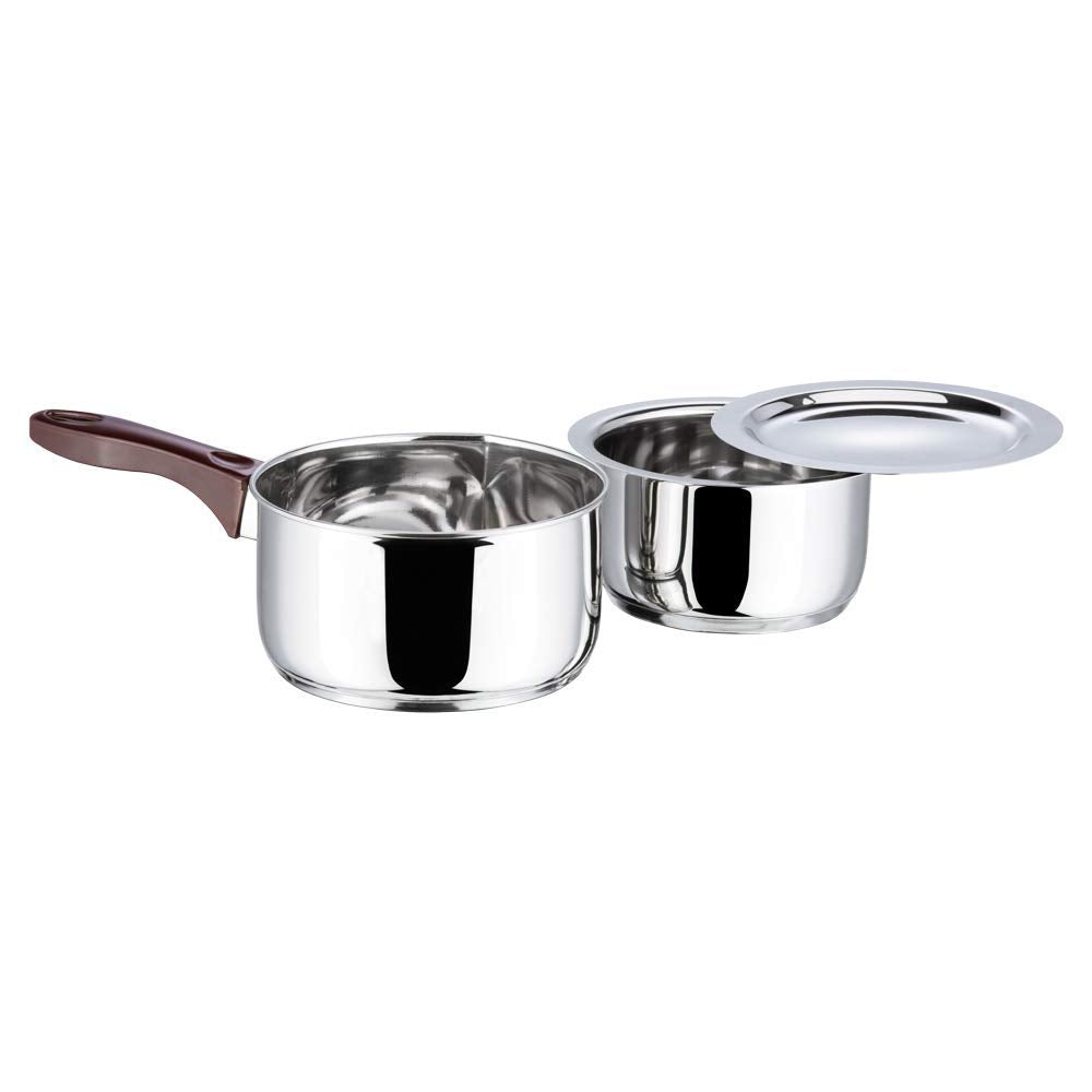 Vinod Stainless Steel Tope with Lid, 1 LTR & Sauce Pan Set, 1.8 LTR