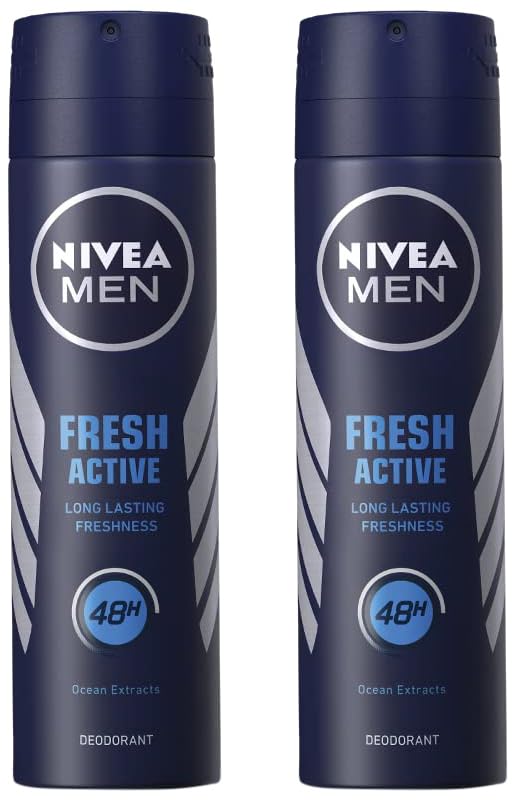 NIVEA MEN Fresh Active Original Spray Deodorant For Men, 150Ml (Pack Of 2)