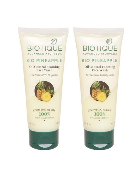 Biotique Unisex Set of 2 Advanced Ayurveda Pineapple Oil Control Face Wash (100ml each)