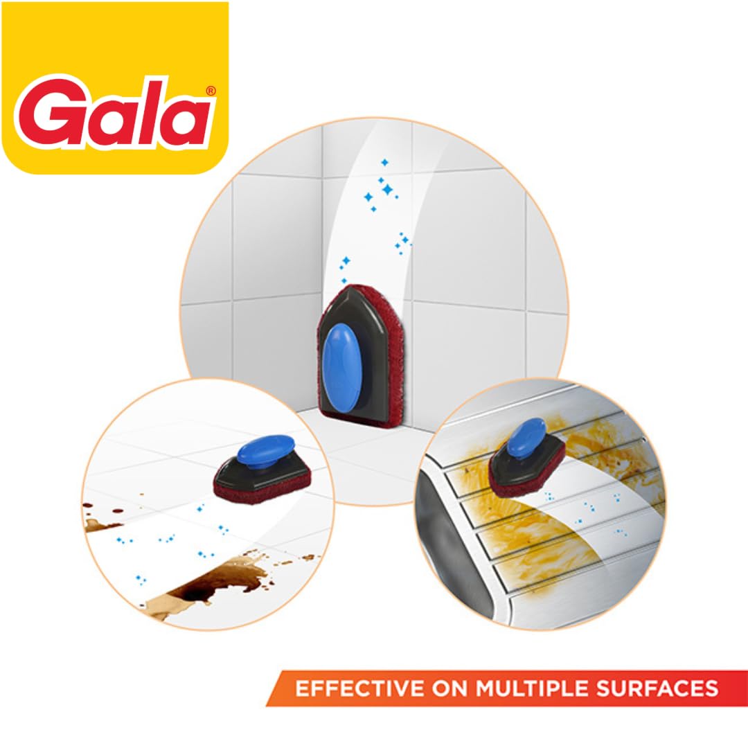 Gala Iron Bull Floor Scrub Pad, Bathroom Tile and Floor Cleaning Brush, 1 Piece with Plastic Handle
