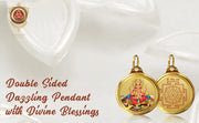 DIVINITI 24K Gold Plated Lord Ganesha & Yantra Double-Sided Pendant with Premium Gift Box, 28 mm Hindu Religious Locket, Luxury Spiritual Jewellery Gift for Men & Women
