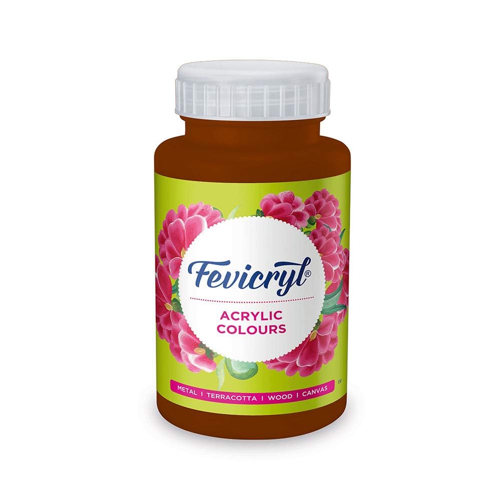 Fevicryl Acrylic Colour Burnt Sienna 500ml | Art & Craft, DIY, Rich Pigment, Non-Craking Paint for Canvas, Wood, Leather, Earthenware, Metal | Ideal for school projects, Hobbyists, Artists