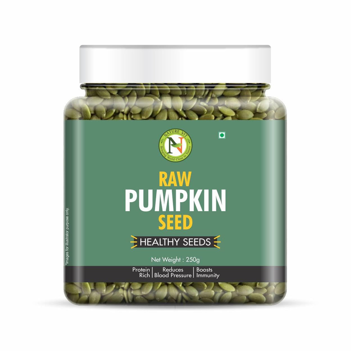 NatureVit Pumpkin Seeds 250 Gram | Raw & Unsalted | Protein Rich Super Seeds for Eating | Immunity Booster Snack | Ideal for Weight Loss & Healthy Heart