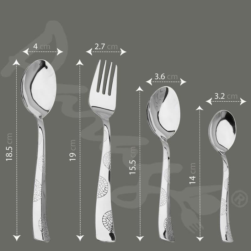Parage 18 Pieces Premium Stainless Steel Cutlery Set, Home & Kitchen with Gift Box (6 Pieces Each Table Spoons, Table Forks & Tea Spoons) with Leatherite Box