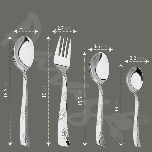 Parage 18 Pieces Premium Stainless Steel Cutlery Set, Home & Kitchen with Gift Box (6 Pieces Each Table Spoons, Table Forks & Tea Spoons) with Leatherite Box