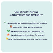 Little Rituals COCONUT BABY MASSAGE OIL Certified Organic, Wood Cold-Pressed for Skin and Hair with SWISS Plant Actives - 200 ml. Dermatologist Tested by Pediatrics, Mild & Gentle & Safe