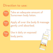 WishCare Sunscreen Body Lotion with SPF 50 PA++++ In- Vivo Tested | Body Sunscreen SPF50 With Broad Spectrum UVA & UVB Protection, No White Cast | With Carrot Seed & Raspberry | For All Skin Types | For Women & Men | 200ml