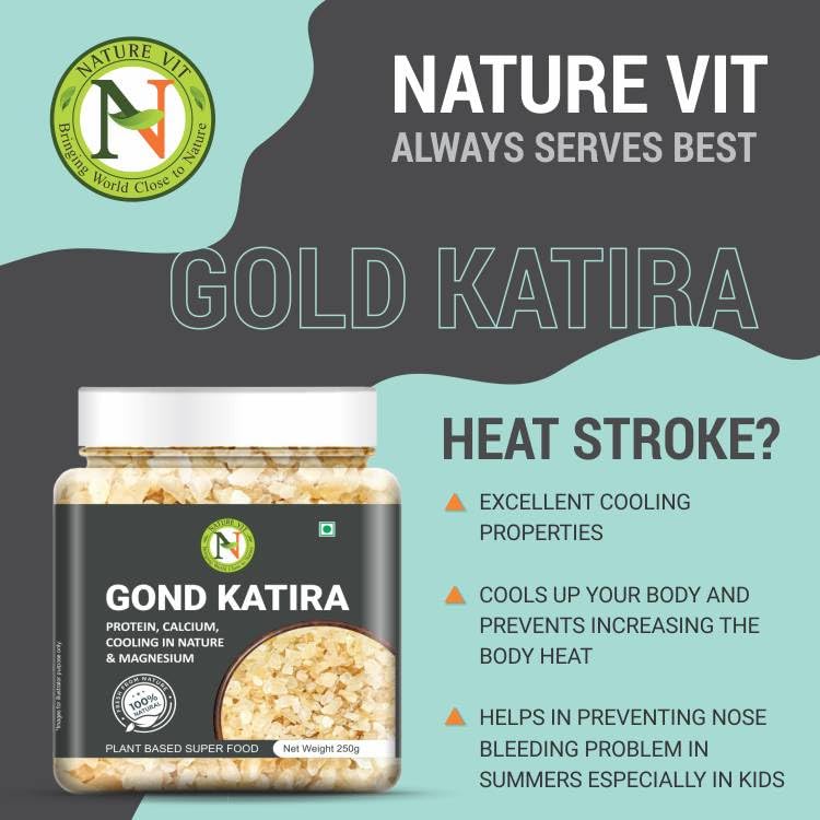 NatureVit Pure Gond Katira 250g (Edible Almond Gum) | High Cooling Properties | Natural Tragacanth Gum Superfood | Calcium · Magnesium · Protein