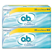 Stayfree O.b. ProComfort Tampons For Average Flow For Periods Combo Pack, 40 pieces (2 x 20 Tampons)