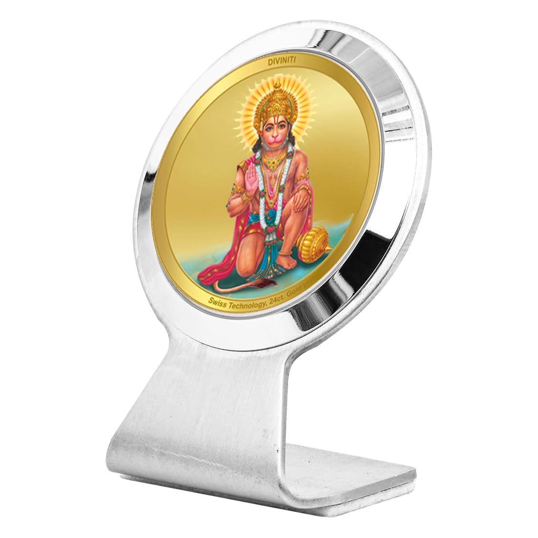 DIVINITI 24K Gold Plated Religious Car Dashboard Frame | Premium God Idol Frame for Car, Home Mandir & Office Table | Spiritual Gift, Decorative Showpiece | Hanuman Ji