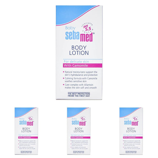 Sebamed Baby Body Lotion 50 ml|Ph 5.5|Camomile & Allantoin| Dermatalogically tested| Sensitive skin (Pack of 4)