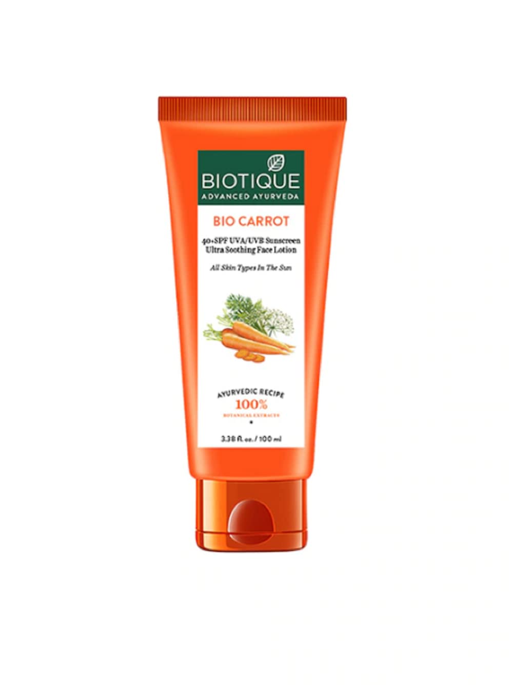 Biotique Unisex Bio Carrot Spf 40 Ultra Soothing Sunscreen Lotion For All Type of Skin- 100 Ml, 1 Count