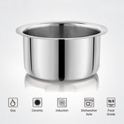 Vinod – Claro Heavy Gauge Stainless Steel Tope (Plain), 1.5 mm – Capacity 1.8 Liter