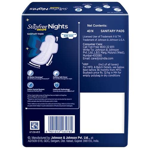 STAYFREE Secure Nights Sanitary Pad REGULER 40+40 Sanitary Pad (Pack of 80)