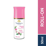 Yardley London English Rose Underarm Deodorant Roll On | With Licorirce Extract & Floral Extracts | Smooth & Eventoned Underarms | 48 H Long Lasting Floral Scent| 0% Alcohol & Dermat Approved | For Women | 50ml