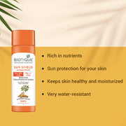 Biotique Sun Shield Sandalwood 50+SPF UVB Sunscreen Ultra Protective Lotion For All Skin Types, 120ml (Pack of 2)