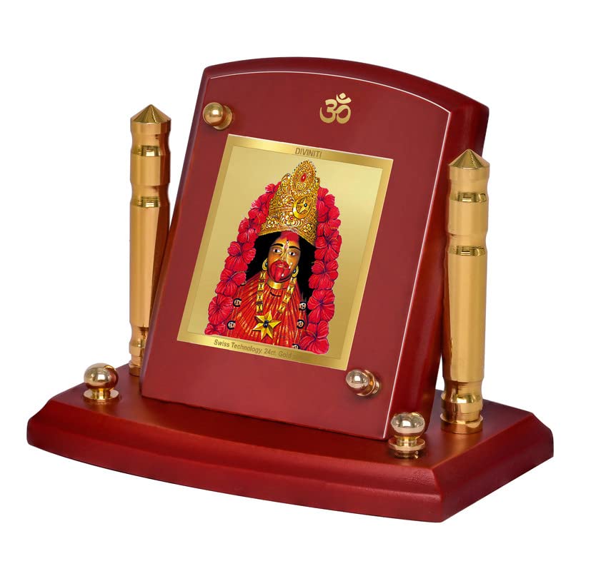 DIVINITI 24K Gold Plated Religious Car Dashboard Frame | Premium God Idol Frame for Car, Home Mandir & Office Table | Spiritual Gift, Decorative Showpiece | Tara Devi