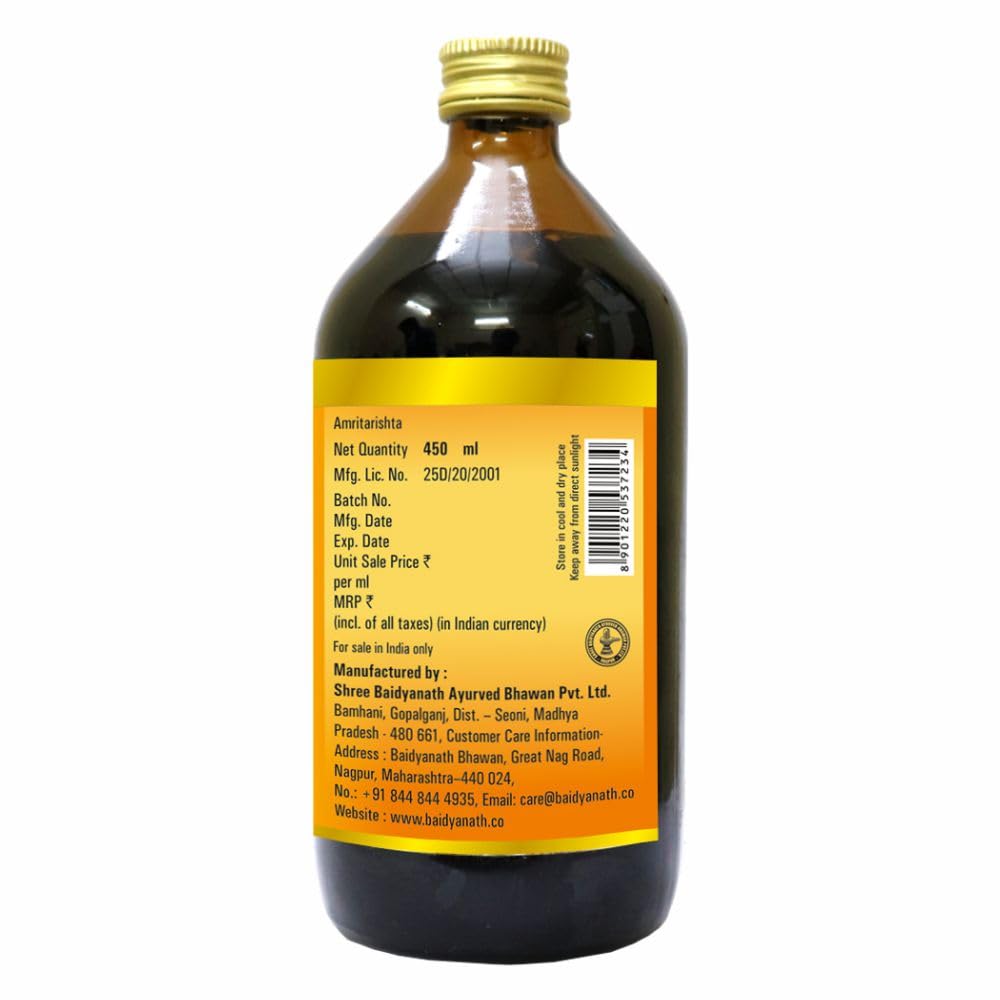 Baidyanath Asli Ayurved Amrutarishta I Ayurvedic Bacterial Infection I 450 Ml (Pack Of 2) Liquid