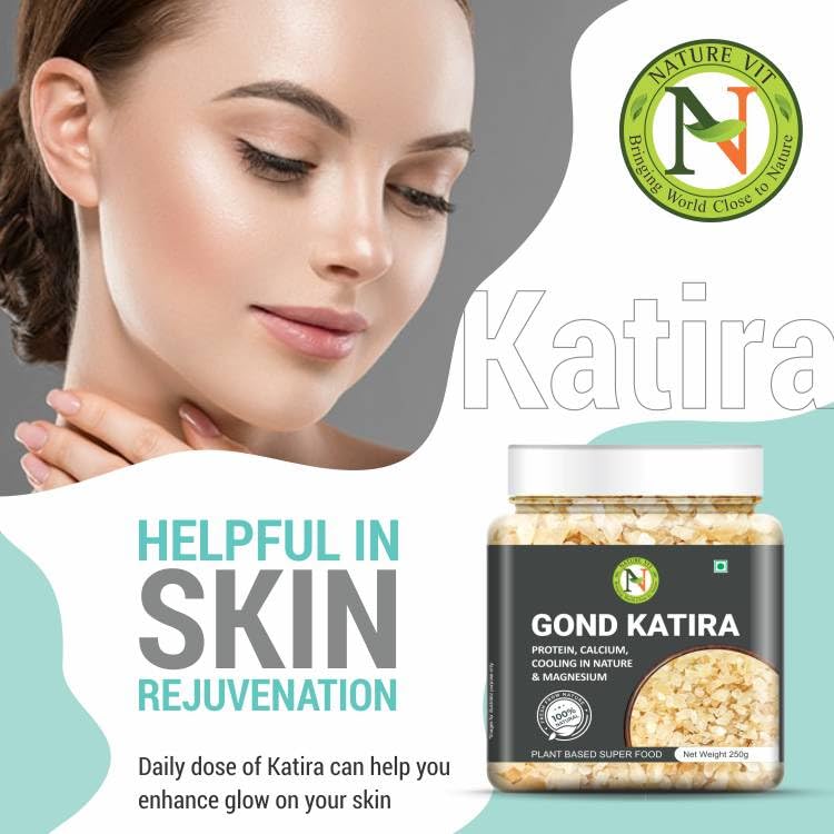 NatureVit Pure Gond Katira 250g (Edible Almond Gum) | High Cooling Properties | Natural Tragacanth Gum Superfood | Calcium · Magnesium · Protein