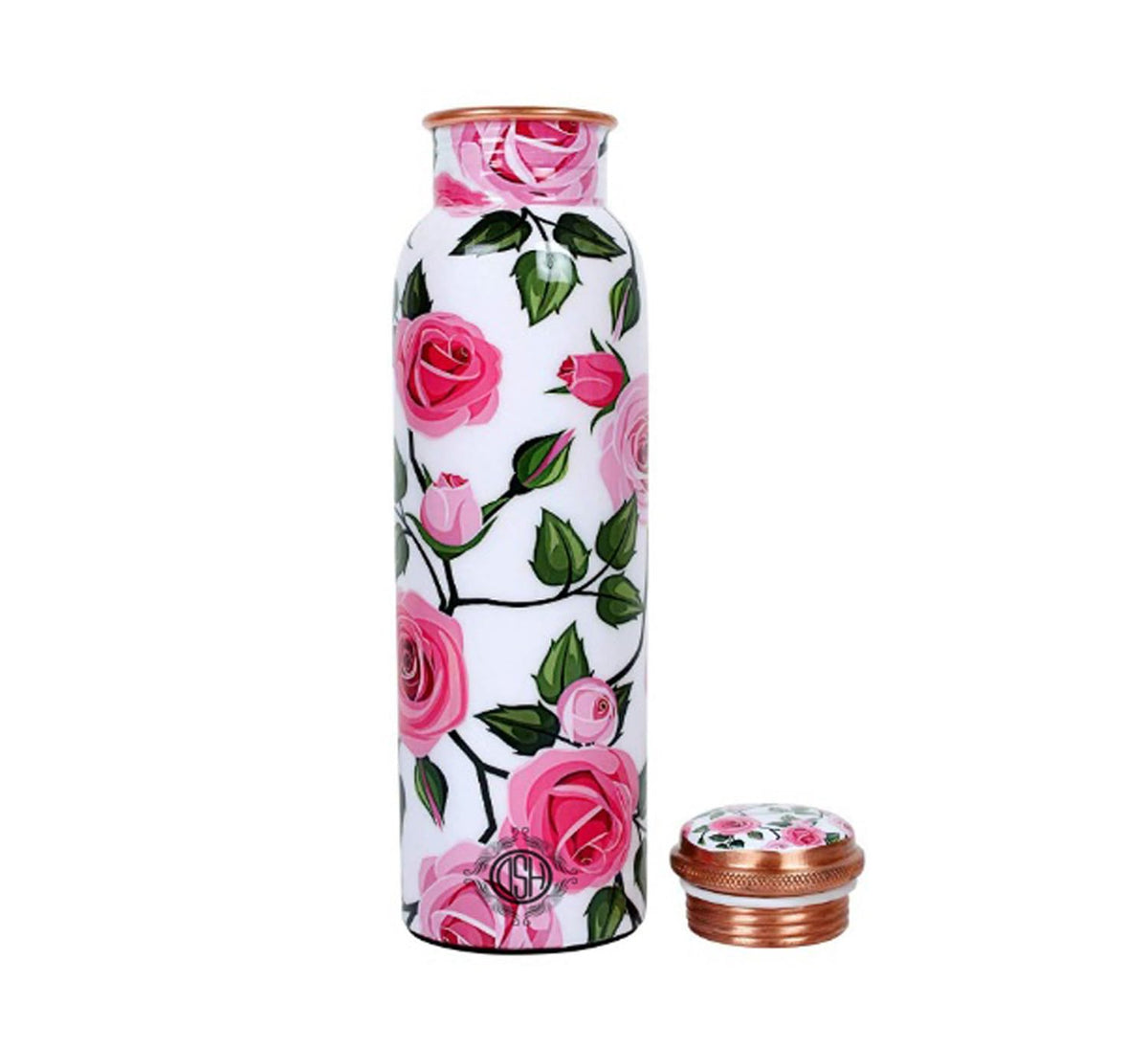 DSH Copper Bottles for 1 Litre Printed with Art Work, Travelling Purpose Bottles, Yoga Ayurveda Healing, 1000 ML (Design SM 2)