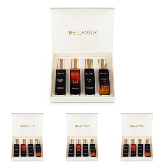 Bella Vita Luxury Man Liquid Perfume Gift Set 4 X 20 Ml For Men With Klub, Oud, Ceo, G.O.A.T Perfume | Woody, Citrusy Long Lasting Edp Fragrance Scent (Pack Of 4)