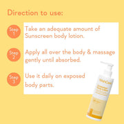 WishCare Sunscreen Body Lotion with SPF 50 PA++++ In- Vivo Tested | Body Sunscreen SPF50 With Broad Spectrum UVA & UVB Protection, No White Cast | With Carrot Seed & Raspberry | For All Skin Types | For Women & Men | 200ml