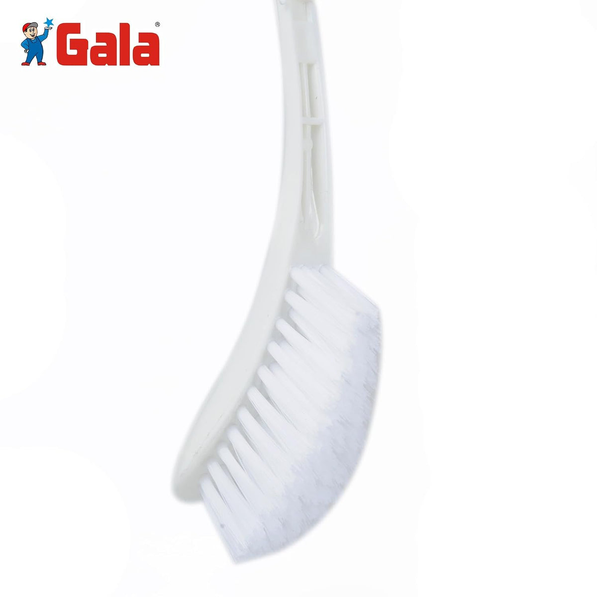 Gala Toilean Toilet Brush, Toilet Brush for Western and Indian Toilet, Bathroom Brush for Toilet Cleaning White, Large, (Colour may vary) Pack of 1