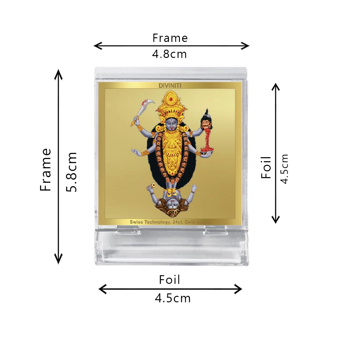 DIVINITI 24K Gold Plated Religious Car Dashboard Frame | Premium God Idol Frame for Car, Home Mandir & Office Table | Spiritual Gift, Decorative Showpiece | Maa Kali