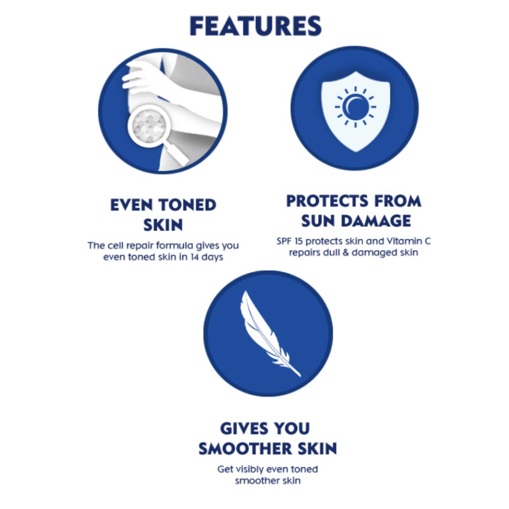 Nivea Body Lotion, Extra Whitening Cell Repair SPF 15, For All Skin Types, 400ml & Lip Balm, Original Care, 4.8g