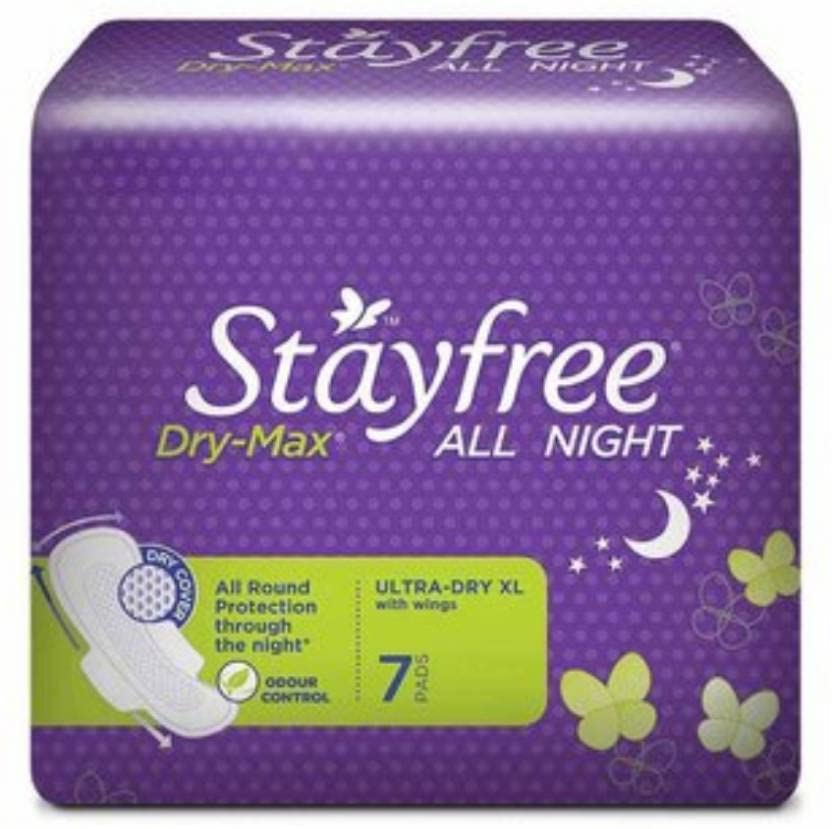 STAYFREE Dry Max All Night Sanitary Pads (Extra Large Wings) Sanitary Pad (Pack of 7)