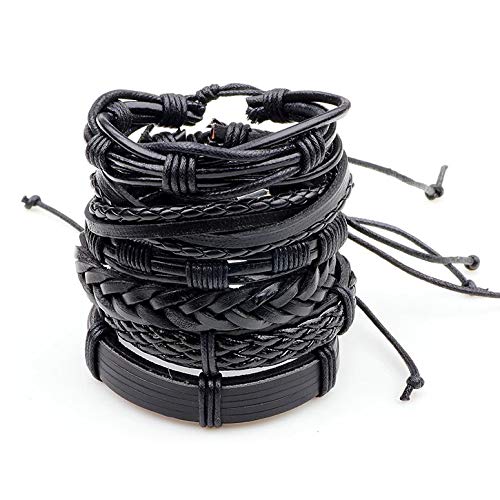 6pcs Latest Collection Genuine Leather Bracelet Wraps Casual Wear Skin Friendly Stylish Bracelets for Men Boys by Shining Diva Fashion