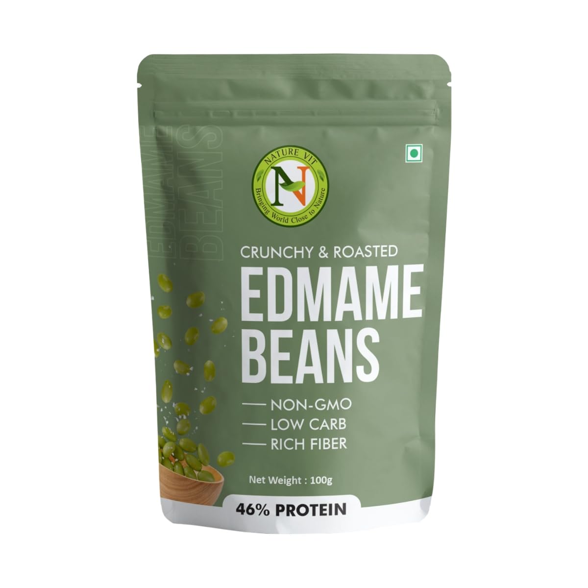 NatureVit Edamame Beans, 200g (100g x 2 Pcs.) | High Protein Snack | Roasted Soybean Snack | Healthy Vegan Superfood | Rich in Fiber & Nutrition
