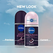 NIVEA Women Pearl & Beauty Roll On Deodorant, Underarm Deodorant with 72H Active Odour Protection, Long-Lasting Floral Fragrance, Underarm Roll On for Fresh, Beautiful Underarms, 0% Alcohol, 50 ml