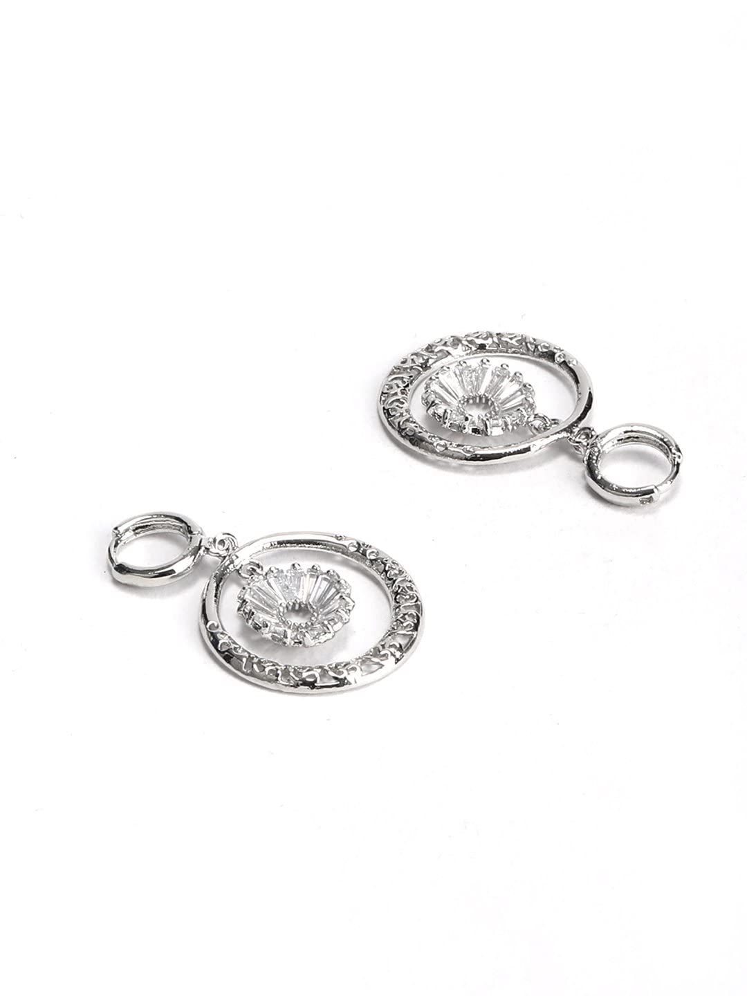 Priyaasi Artificial Stones Silver Plated Hoop Earring