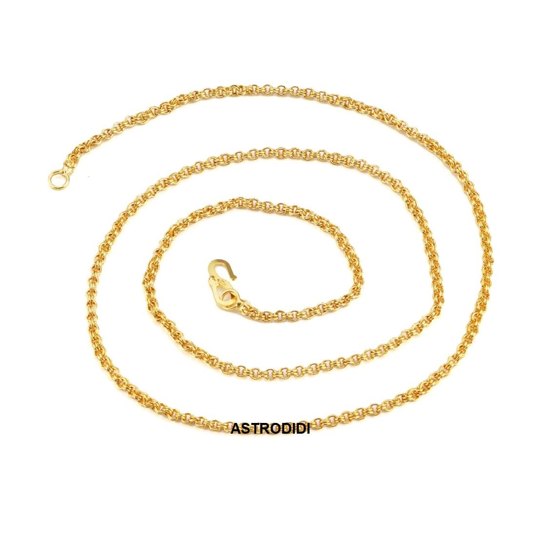 ASTRODIDI Gold Plated Chain | 24 Inch Stylish Light Weighted Golden Brass Neck Chain For Girls Women Men Boys (CHAIN-BALA-08)