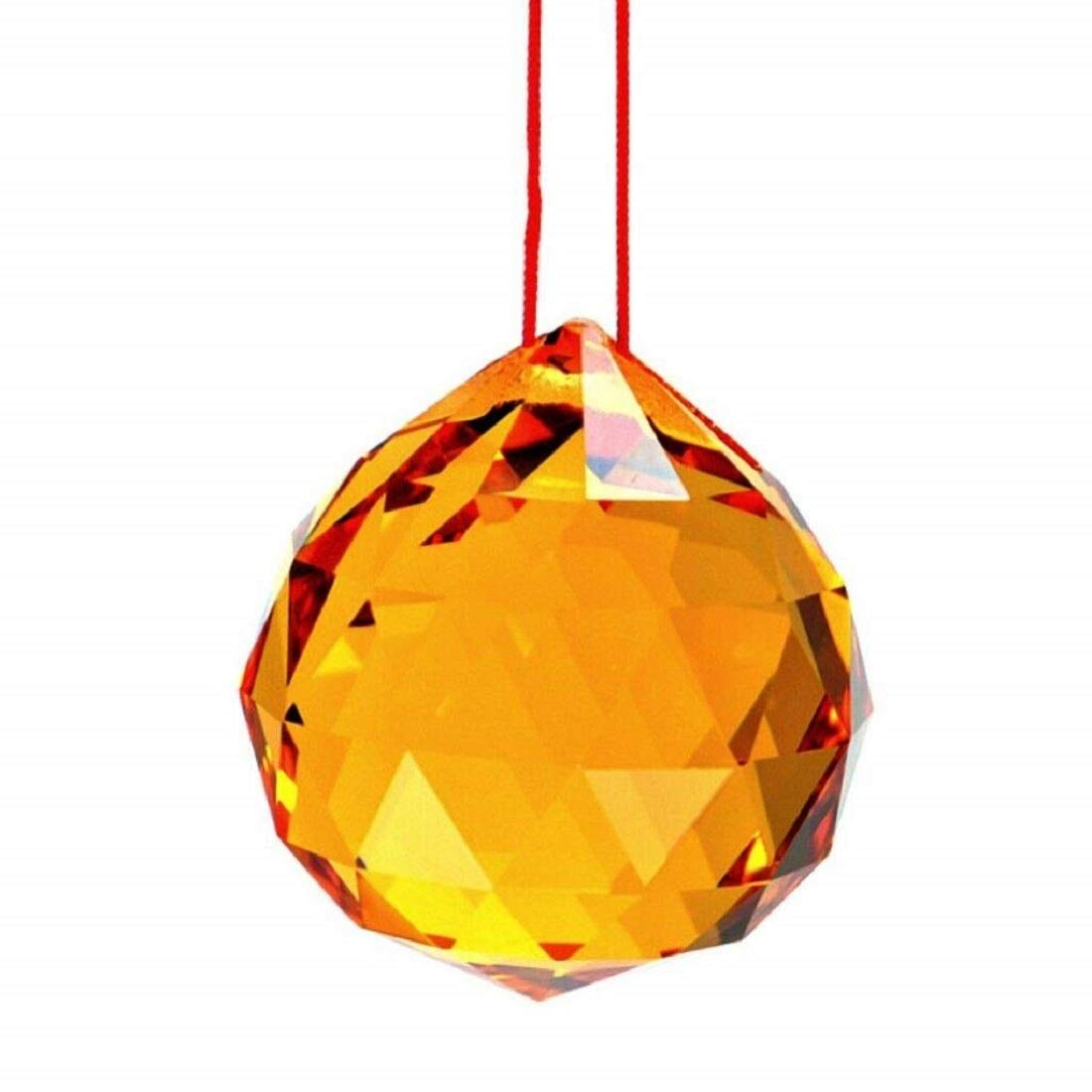 Astrodidi Yellow Crystal Ball Hanging Feng Shui Sphatik Prism Ball 40mm for Positive Energy