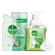 Dettol Foaming Handwash Pump + Refill Combo, Aloe Coconut (250ml + 200ml) Pack of 2 | Rich Foam | Moisturizing Hand Wash | Soft on Hands