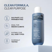Bare Anatomy Anti Dandruff & Anti Hair Fall Shampoo Combo | Salicylic Acid, Adenosine, Peptides & Biotin | Sulphate & Paraben Free | 250ml + 100ml