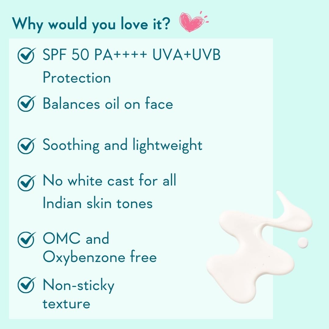 WishCare Niacinamide Oil Balance Fluid Sunscreen SPF 50 PA++++ In-Vivo Tested | 8Hrs+ SPF Protection | Lightweight, Matte & No White Cast | Photostable Sunscreen SPF50 For Oily Skin, Sensitive, Dry & Combination Skin | For Women & Men | 50 ml