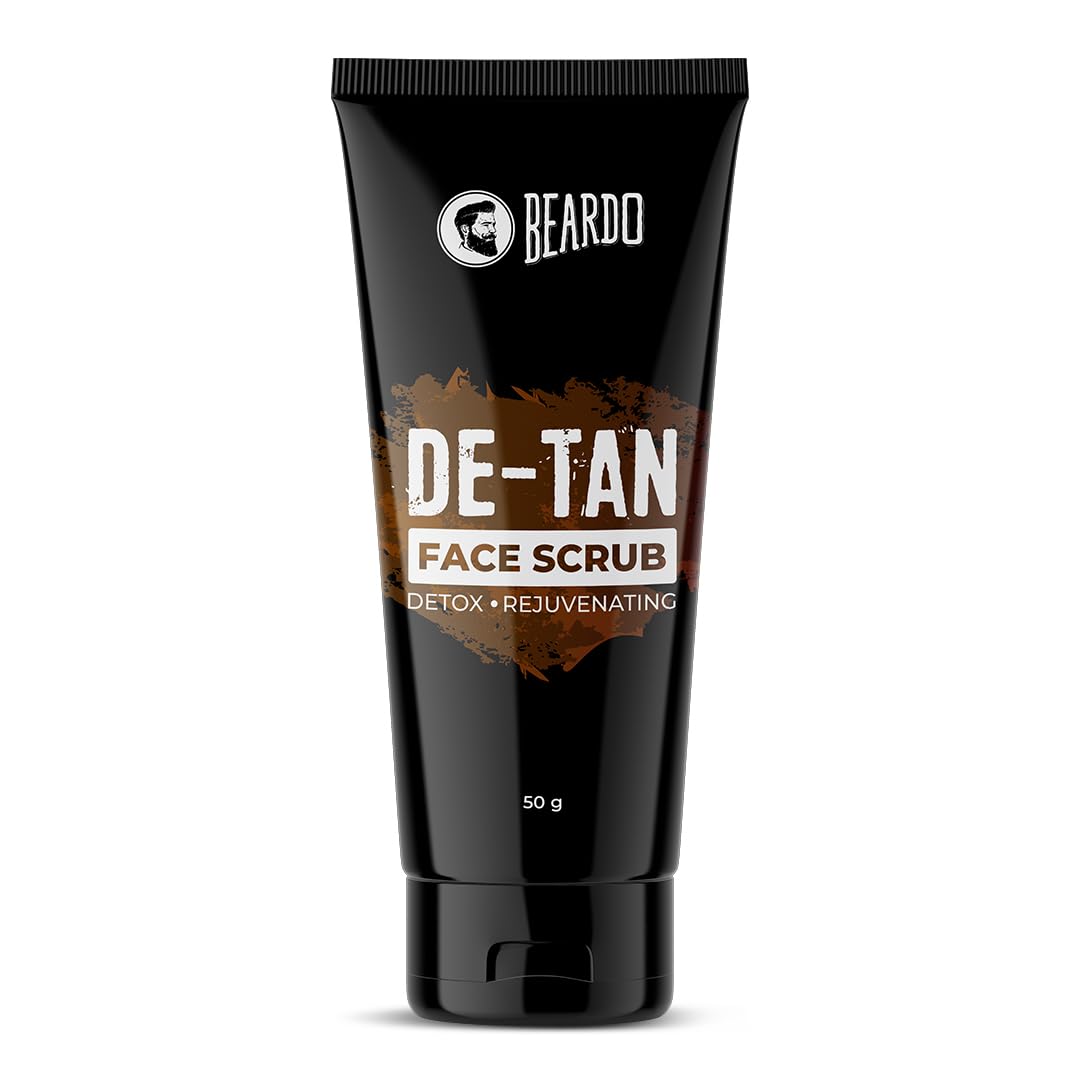 BEARDO DeTan Face scrub for Men, 50g | Coffee Face Scrub for Blackhead & Tan Removal | Glowing Skin with Dual Bead Exfoliation | Reduce Dark Spots & Oil Control