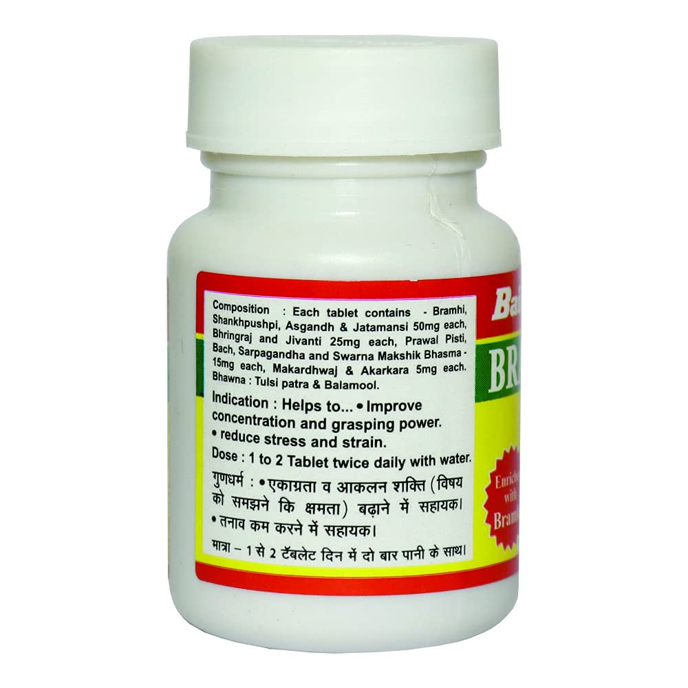 Baidyanath Asli Ayurved Braintab - 50 Tablets (Pack of 4) | Enriched with Brahmi & Shankhpushpi for Memory Wellness