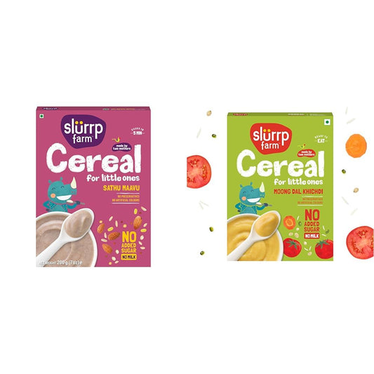 Slurrp Farm Sathu Maavu | 100% Natural Multigrain Health Mix with The Goodness of Ragi, Dals & + Slurrp Farm No Added Sugar Instant Moong Dal Khichdi for Little Ones | No Salt, No Milk