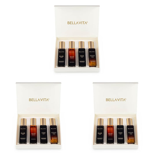 Bella Vita Luxury Man Liquid Perfume Gift Set 4 X 20 Ml For Men With Klub, Oud, Ceo, G.O.A.T Perfume | Woody, Citrusy Long Lasting Edp Fragrance Scent (Pack Of 3)