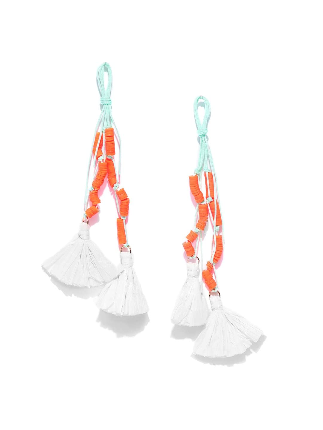 Priyaasi Prita Orange and White Tassel Earrings