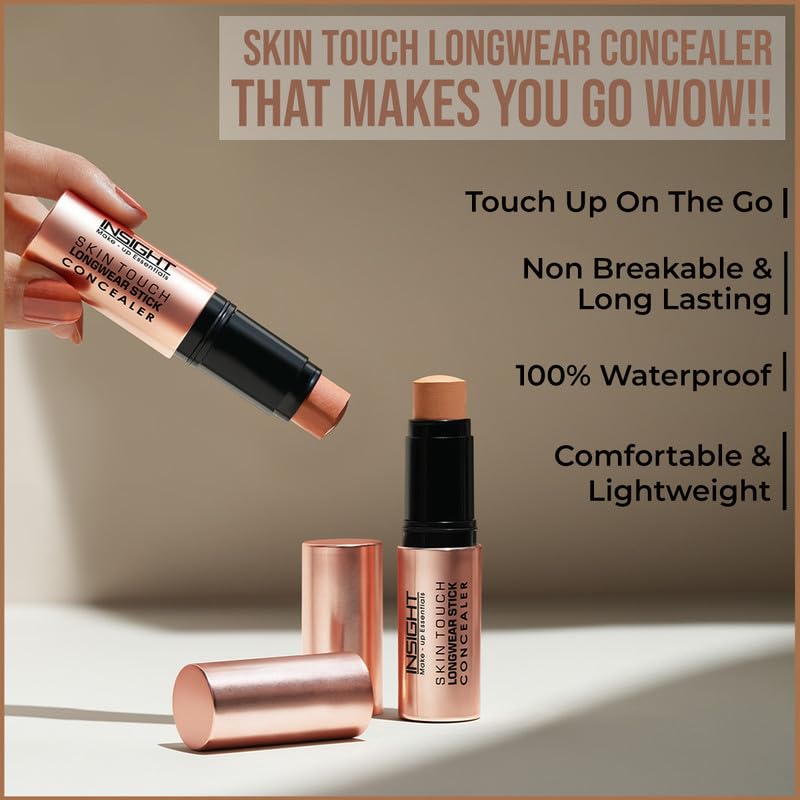 INSIGHT Skin Touch Longwear Concealer | Creamy Formula | Long Lasting | Waterproof | Lightweight | Buildable Coverage | Infused with Coffee Seed Oil & Mango Butter - (LNP15) 5g