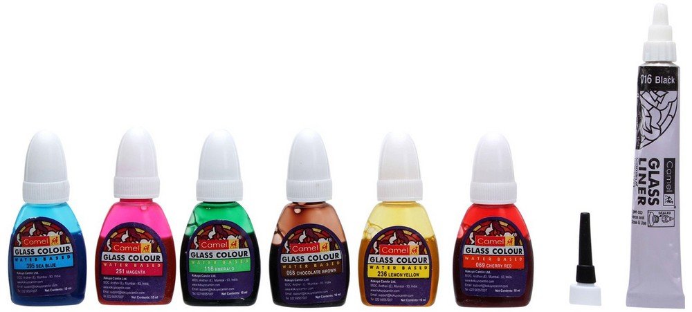 Camel Fabrica Acrylic Ultra Pearl And Metallic Colour Set - Pack Of 20 (White) Water Based Glass Color - 10Ml Each, 6 Shades